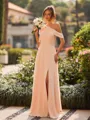 Pretty A-line Bow Floor-Length Chiffon Bridesmaid Dress
