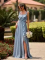 Hot A-line Straps Ruffles Floor-Length Chiffon Bridesmaid Dress