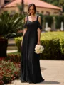 Opulent A-line Cold Shoulder Pleated Floor-Length Chiffon Bridesmaid Dress