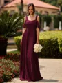 Opulent A-line Cold Shoulder Pleated Floor-Length Chiffon Bridesmaid Dress