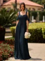 Opulent A-line Cold Shoulder Pleated Floor-Length Chiffon Bridesmaid Dress