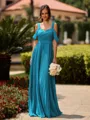 Opulent A-line Cold Shoulder Pleated Floor-Length Chiffon Bridesmaid Dress