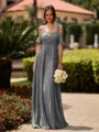 Opulent A-line Cold Shoulder Pleated Floor-Length Chiffon Bridesmaid Dress