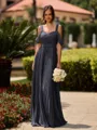 Opulent A-line Cold Shoulder Pleated Floor-Length Chiffon Bridesmaid Dress