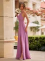 Exquisite A-line Halter Floor-Length Chiffon Bridesmaid Dress