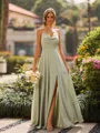 Stunning A-line Spaghetti Straps Floor-Length Chiffon Bridesmaid Dress