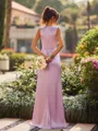 Graceful Sheath V-Neck Pleated Floor-Length Silk Like Satin Bridesmaid Dress