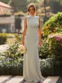 Enchanting Sheath High Neck Pleated Floor-Length Bridesmaid Dress