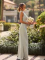 Enchanting Sheath High Neck Pleated Floor-Length Bridesmaid Dress