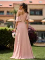 Luxurious A-line Short Sleeves Ruffles Floor-Length Chiffon Bridesmaid Dress