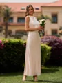 Mesmerizing Sheath Halter Pleated Ankle-Length Silk Like Satin Bridesmaid Dress