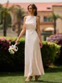 Mesmerizing Sheath Halter Pleated Ankle-Length Silk Like Satin Bridesmaid Dress