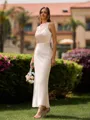 Mesmerizing Sheath Halter Pleated Ankle-Length Silk Like Satin Bridesmaid Dress