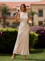 Mesmerizing Sheath Halter Pleated Ankle-Length Silk Like Satin Bridesmaid Dress