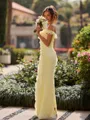 Captivating Sheath Cold Shoulder Ruffles Floor-Length Chiffon Bridesmaid Dress