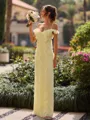 Captivating Sheath Cold Shoulder Ruffles Floor-Length Chiffon Bridesmaid Dress