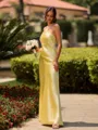 Magnificent Sheath Halter Floor-Length Silk like Satin Bridesmaid Dress