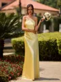 Magnificent Sheath Halter Floor-Length Silk like Satin Bridesmaid Dress