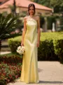 Magnificent Sheath Halter Floor-Length Silk like Satin Bridesmaid Dress