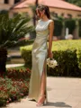 Unforgettable Sheath Scoop Pleated Floor-Length Silk Like Satin Bridesmaid Dress