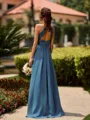 Classy A-line Halter Pleated Floor-Length Chiffon Bridesmaid Dress
