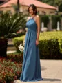 Classy A-line Halter Pleated Floor-Length Chiffon Bridesmaid Dress