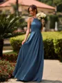 Classy A-line Halter Pleated Floor-Length Chiffon Bridesmaid Dress