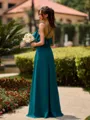 Glamorous A-line V-Neck Ruffles Floor-Length Chiffon Bridesmaid Dress