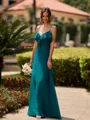 Glamorous A-line V-Neck Ruffles Floor-Length Chiffon Bridesmaid Dress