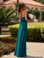 Glamorous A-line V-Neck Ruffles Floor-Length Chiffon Bridesmaid Dress