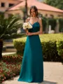 Glamorous A-line V-Neck Ruffles Floor-Length Chiffon Bridesmaid Dress