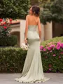 Charming Sheath Sweetheart Pleated Sweep Train Silk Like Satin Corset Bridesmaid Dress