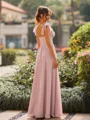 Hot A-line Straps Ruffles Floor-Length Chiffon Corset Bridesmaid Dress