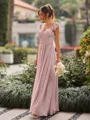 Hot A-line Straps Ruffles Floor-Length Chiffon Corset Bridesmaid Dress