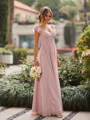 Hot A-line Straps Ruffles Floor-Length Chiffon Corset Bridesmaid Dress