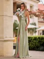 Glamorous A-line Halter Bow Floor-Length Silk Like Satin Bridesmaid Dress