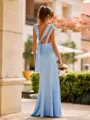 Opulent Sheath Scoop Pleated Floor-Length Charmeuse Bridesmaid Dress