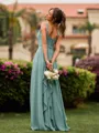 Stunning A-line V-Neck Ruffles Floor-Length Chiffon Bridesmaid Dress