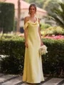 Graceful Sheath Pleated Ankle-Length Silk like Satin Bridesmaid Dress