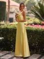 Graceful Sheath Pleated Ankle-Length Silk like Satin Bridesmaid Dress
