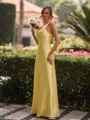 Graceful Sheath Pleated Ankle-Length Silk like Satin Bridesmaid Dress