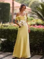 Graceful Sheath Pleated Ankle-Length Silk like Satin Bridesmaid Dress