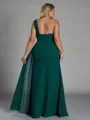 Breathtaking A-line One-Shoulder Pleated Floor-Length Chiffon Corset Plus Size Bridesmaid Dress