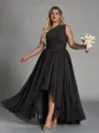 Hot A-line One-Shoulder Pleated Asymmetrical Chiffon Corset Plus Size Bridesmaid Dress