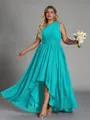 Hot A-line One-Shoulder Pleated Asymmetrical Chiffon Corset Plus Size Bridesmaid Dress