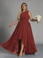 Hot A-line One-Shoulder Pleated Asymmetrical Chiffon Corset Plus Size Bridesmaid Dress