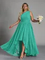 Hot A-line One-Shoulder Pleated Asymmetrical Chiffon Corset Plus Size Bridesmaid Dress