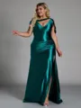 Fashion Sheath Pleated Floor-Length Plus Size Bridesmaid Dress
