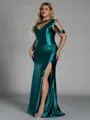 Fashion Sheath Pleated Floor-Length Plus Size Bridesmaid Dress