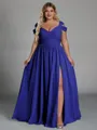 Charming A-line Cold Shoulder Pleated Floor-Length Chiffon Corset Plus Size Bridesmaid Dress